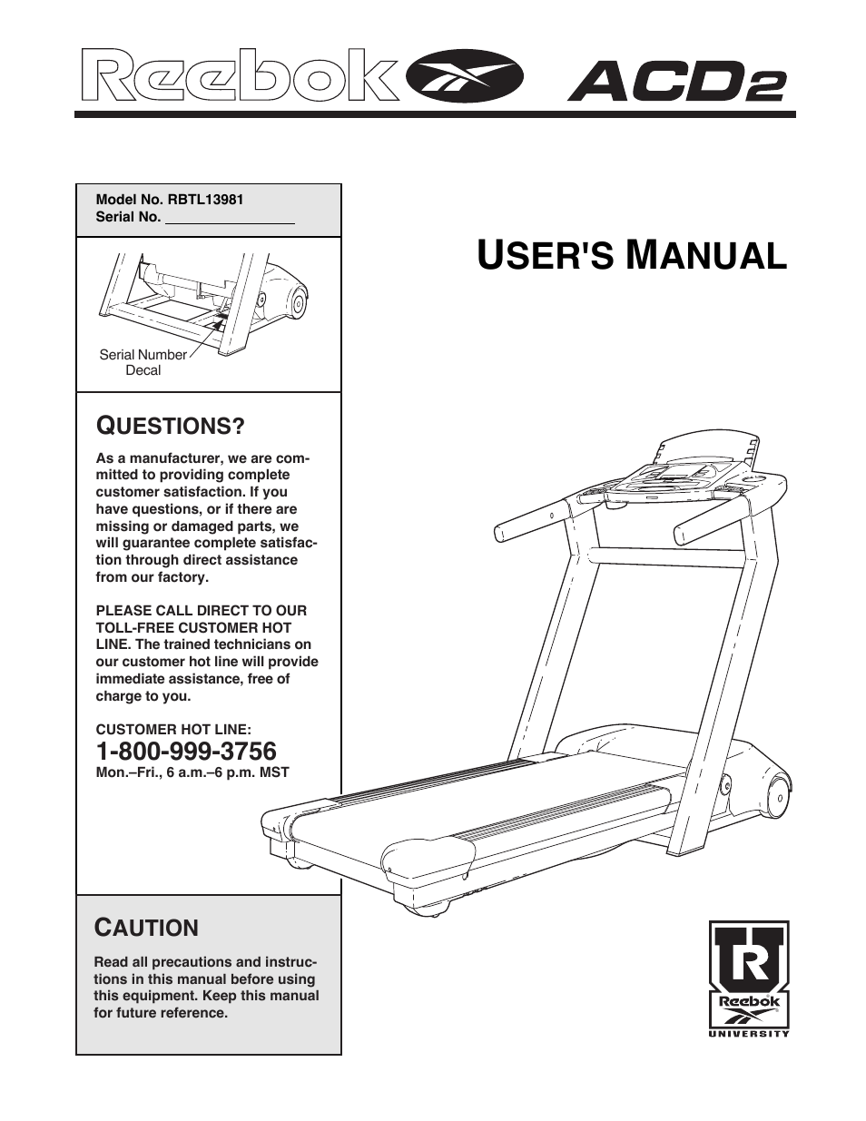 Reebok Fitness RBTL13981 User Manual | 26 pages