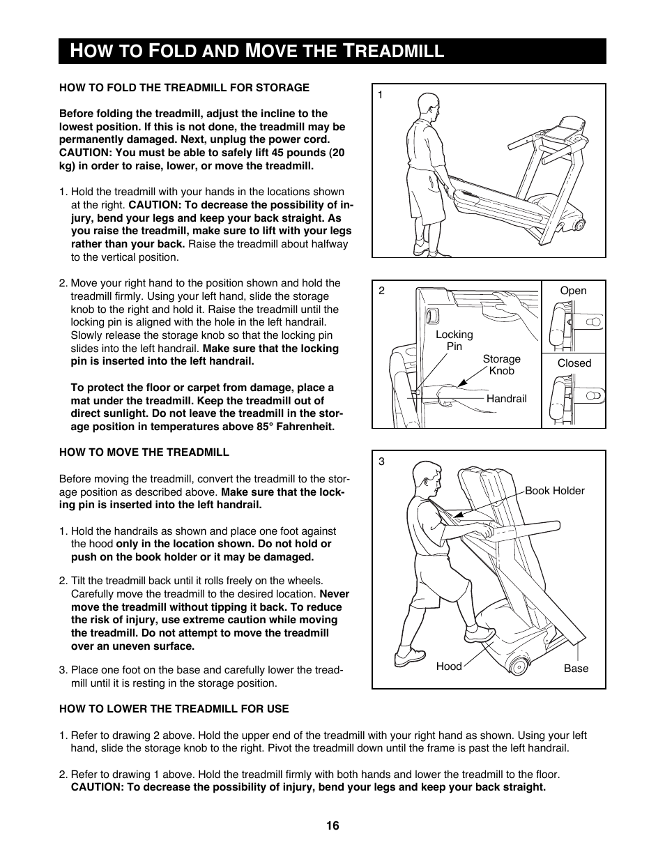 Ow to, Old and, Ove the | Readmill | Reebok Fitness RBTL13981 User Manual | Page 16 / 26