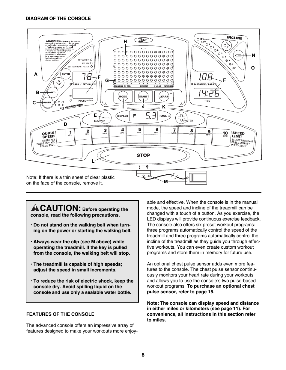 Caution | Reebok Fitness RBTL13981 User Manual | Page 8 / 26