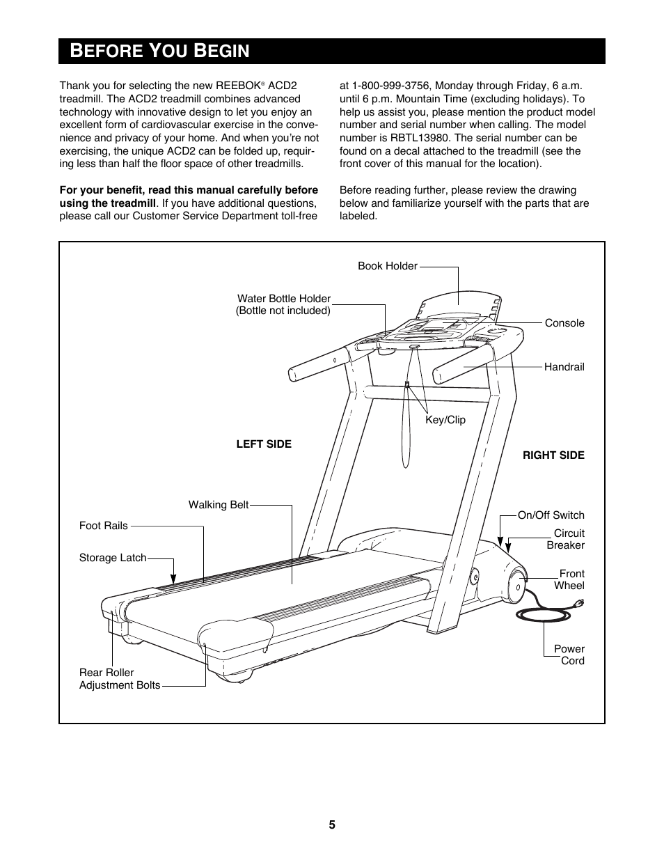 Efore, Egin | Reebok Fitness RBTL13980 User Manual | Page 5 / 26