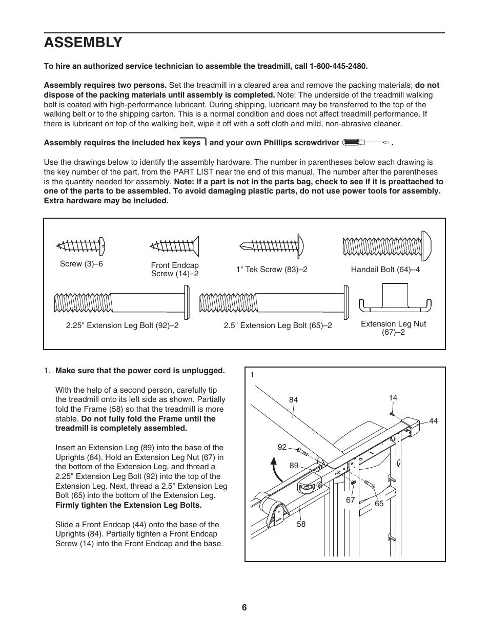 Assembly | Reebok Fitness 8000 C treadmill RBTL06008.0 User Manual | Page 6 / 28