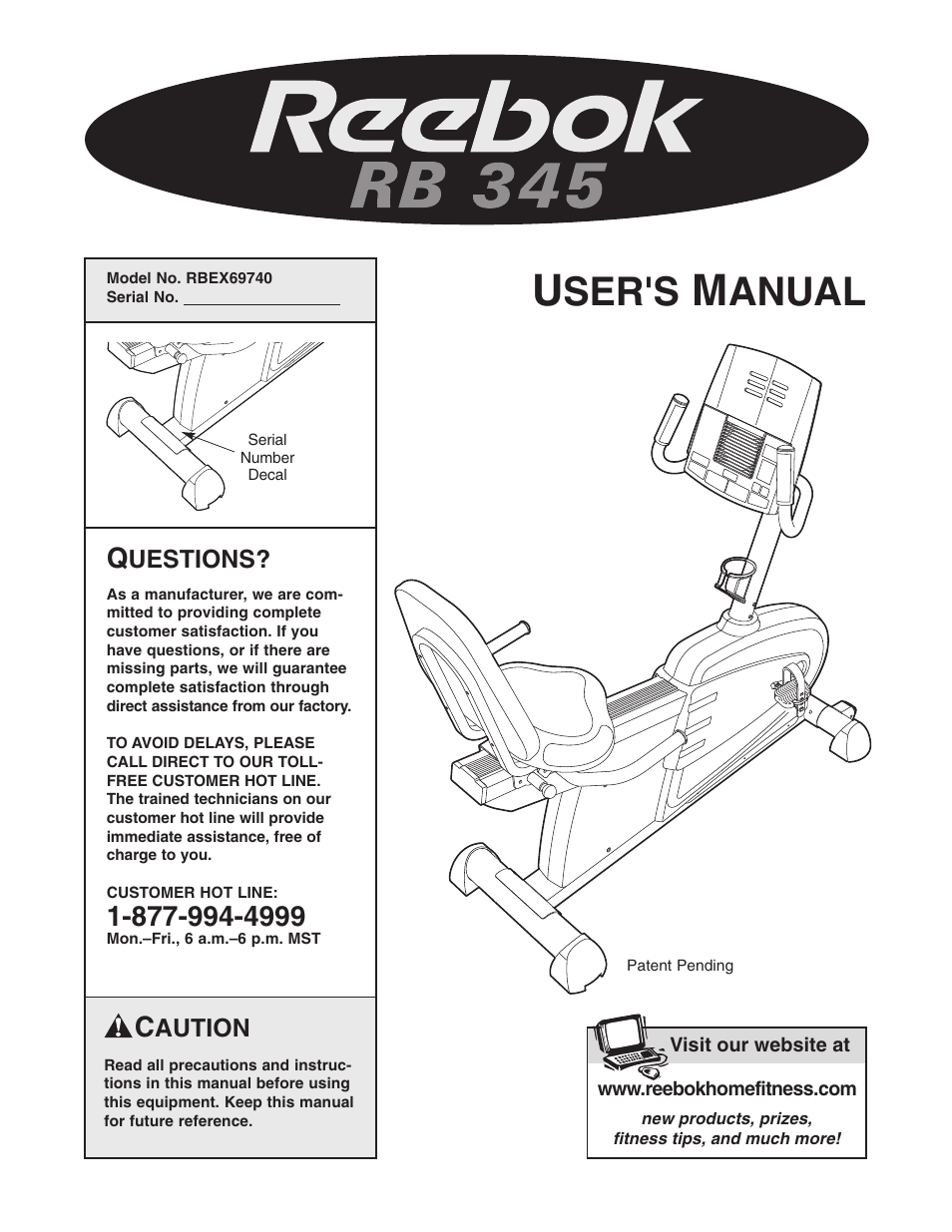 Reebok Fitness RBEX69740 User Manual | 24 pages