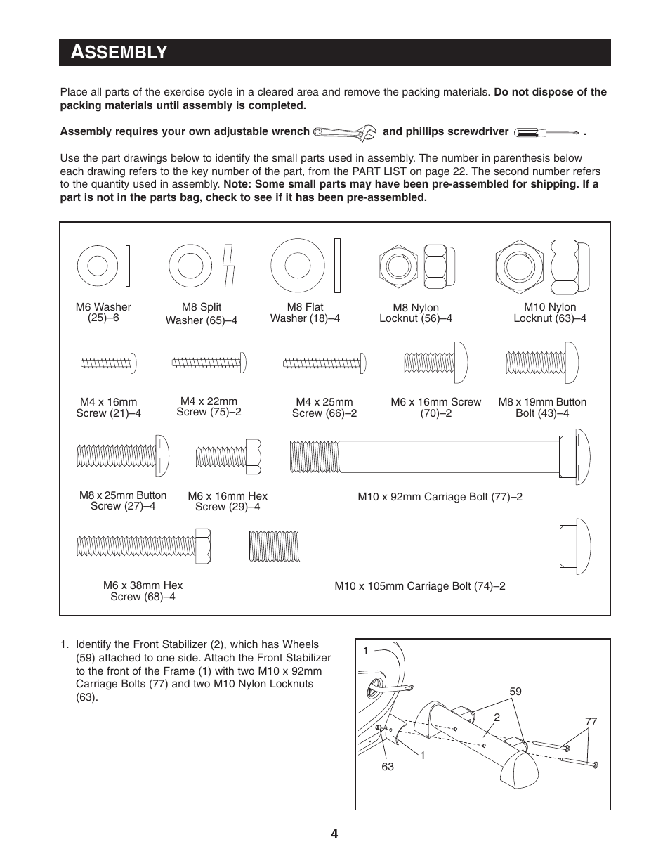 Ssembly | Reebok Fitness RBEX69740 User Manual | Page 4 / 24