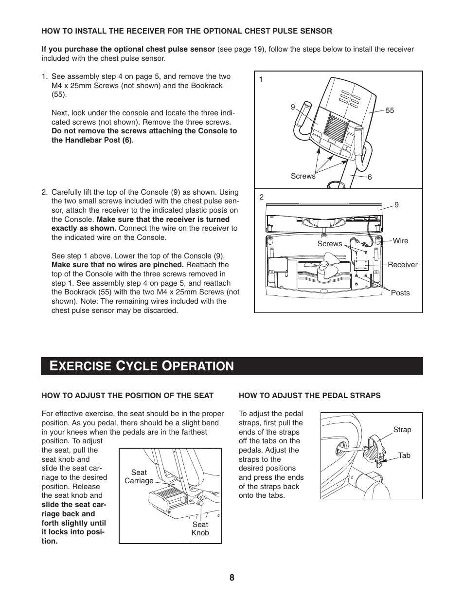 Xercise, Ycle, Peration | Reebok Fitness RBEX69740 User Manual | Page 8 / 24