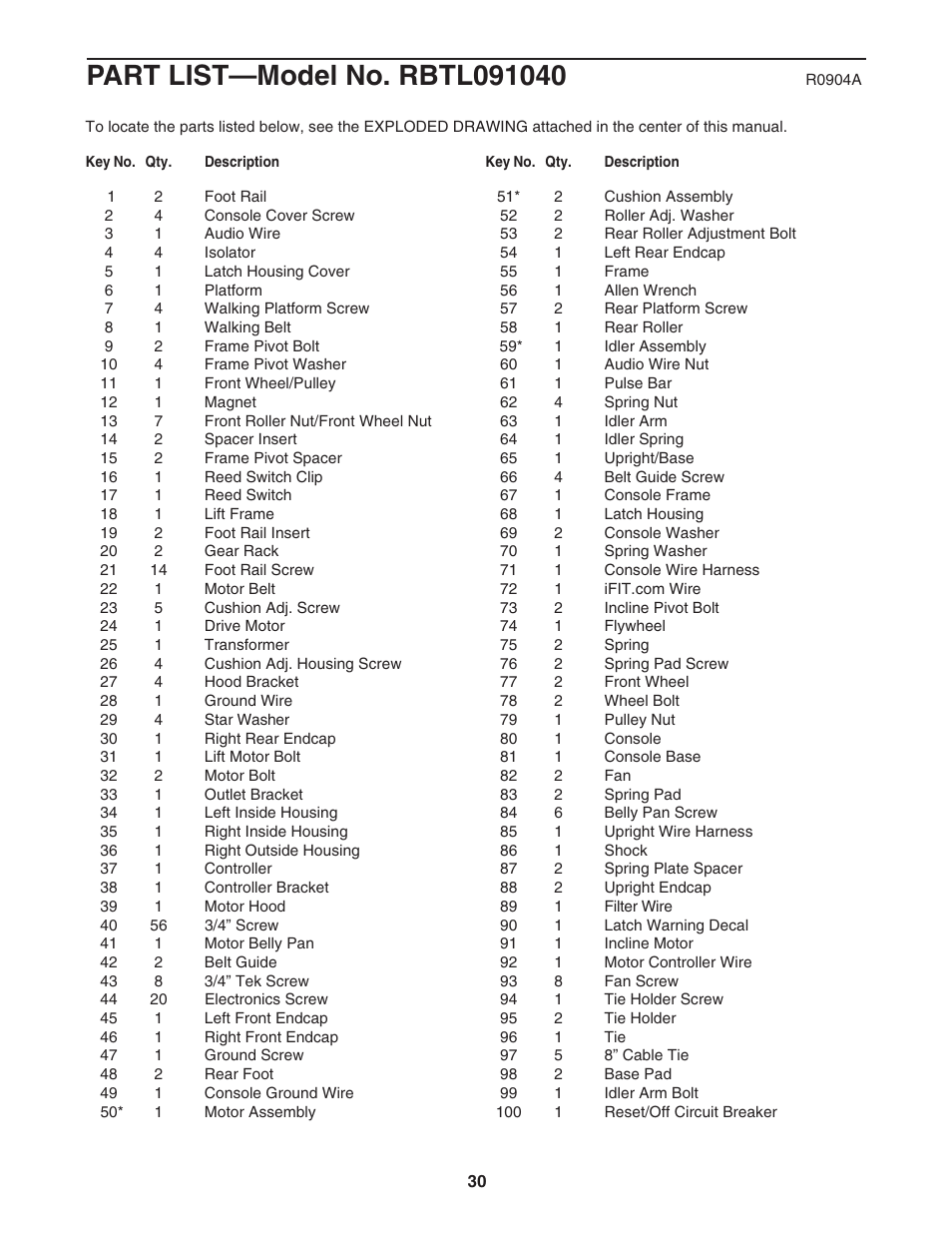 Reebok Fitness 3500C RBTL091040 User Manual | Page 30 / 34