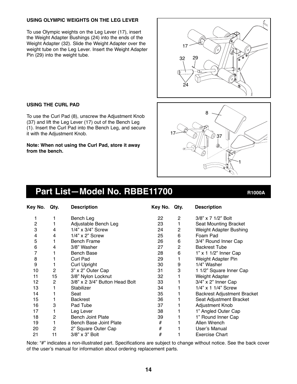 Reebok Fitness RBBE11700 User Manual | Page 14 / 16