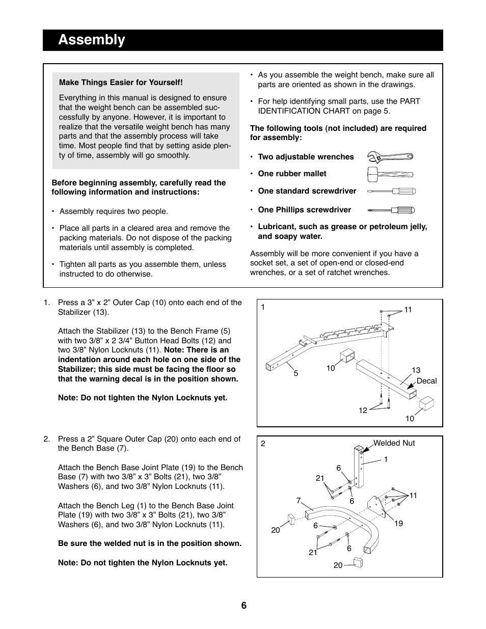 Assembly | Reebok Fitness RBBE11700 User Manual | Page 6 / 16