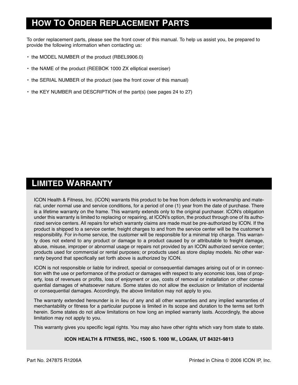 Reebok Fitness 1000 ZX RBEL9906.0 User Manual | Page 28 / 28