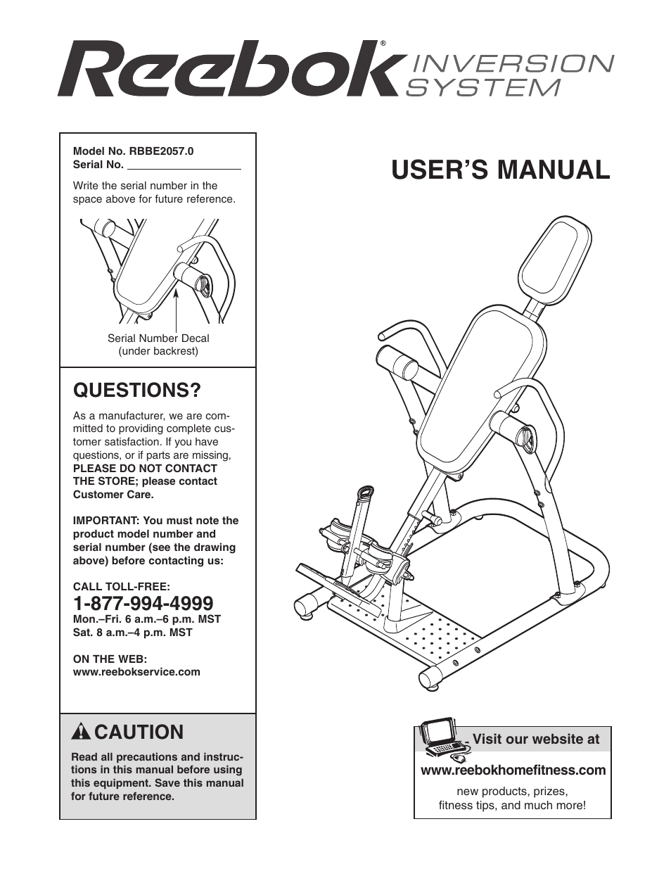 Reebok Fitness RBBE2057.0 User Manual | 20 pages