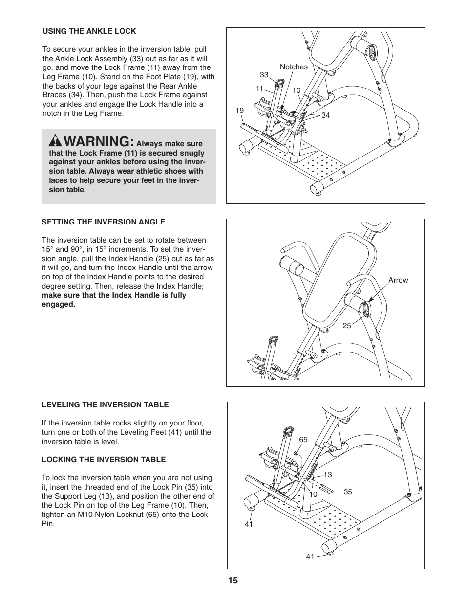 Warning | Reebok Fitness RBBE2057.0 User Manual | Page 15 / 20