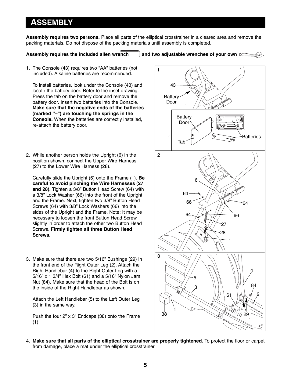 Ssembly | Reebok Fitness RBEL73580 User Manual | Page 5 / 16