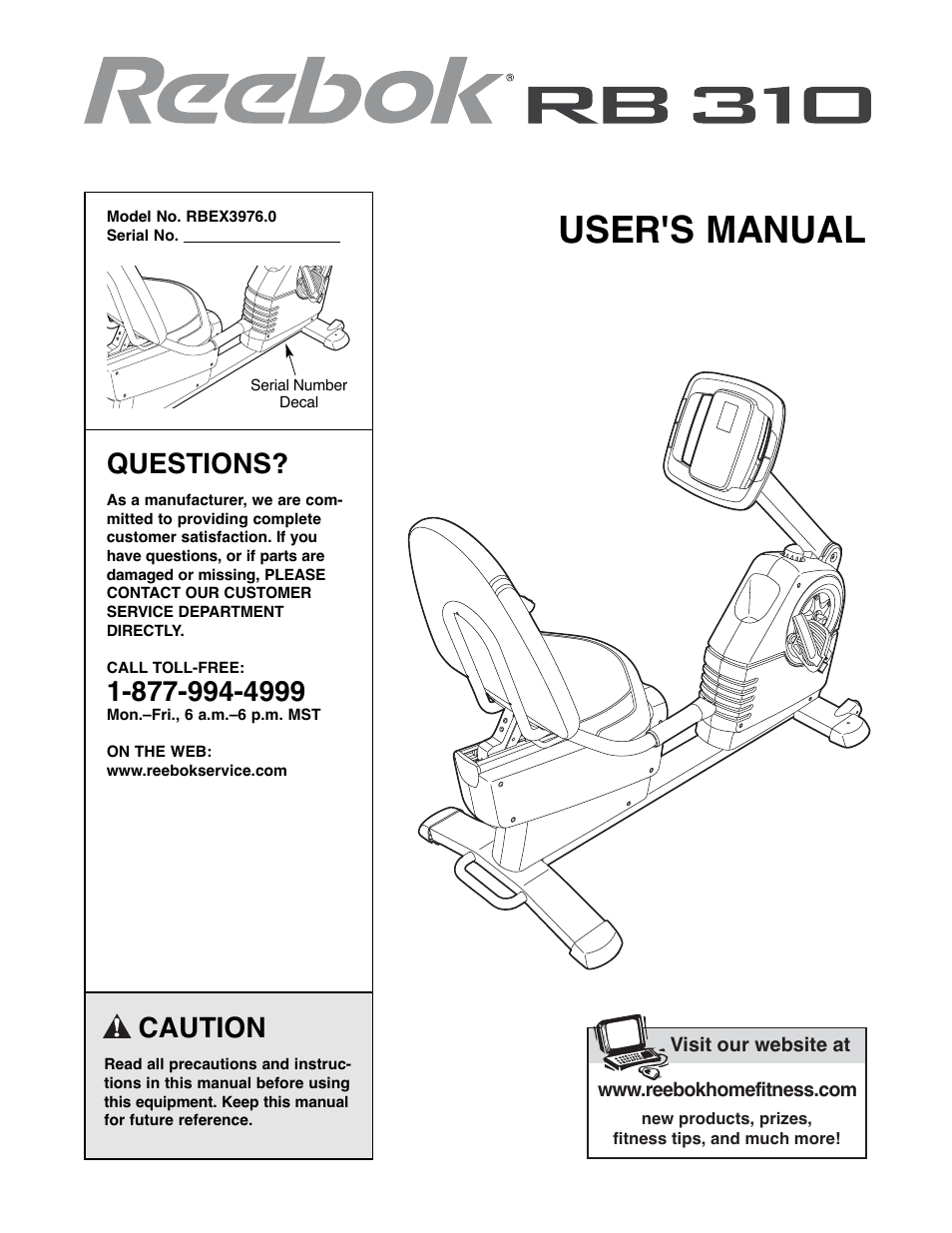 Reebok Fitness EXERCISE CYCLE RBEX3976.0 User Manual | 24 pages