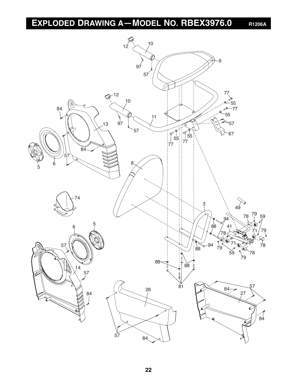 Xploded, Rawing a, Odel | Reebok Fitness EXERCISE CYCLE RBEX3976.0 User Manual | Page 22 / 24