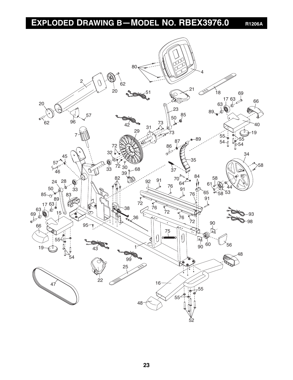Xploded, Rawing b, Odel | Reebok Fitness EXERCISE CYCLE RBEX3976.0 User Manual | Page 23 / 24
