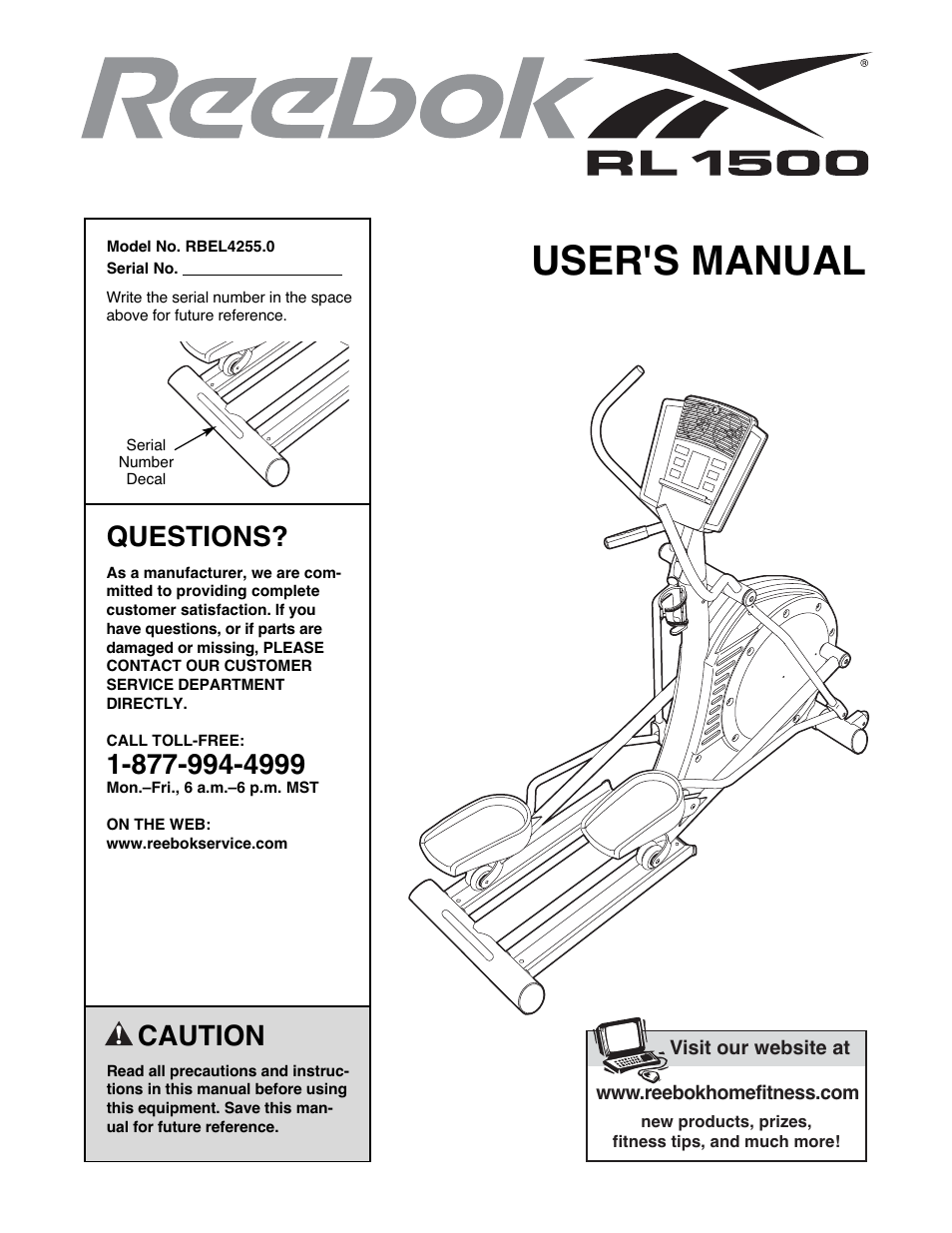 Reebok Fitness RL 1500 RBEL4255.0 User Manual | 28 pages