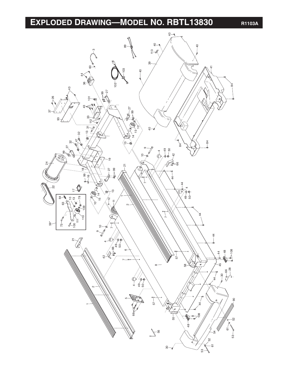 Xploded, Rawing, Odel | R1103a | Reebok Fitness RBTL13830 User Manual | Page 36 / 38