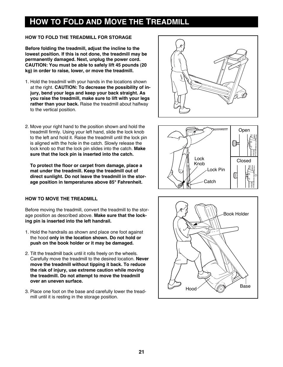 Ow to, Old and, Ove the | Readmill | Reebok Fitness RBTL12900 User Manual | Page 21 / 34