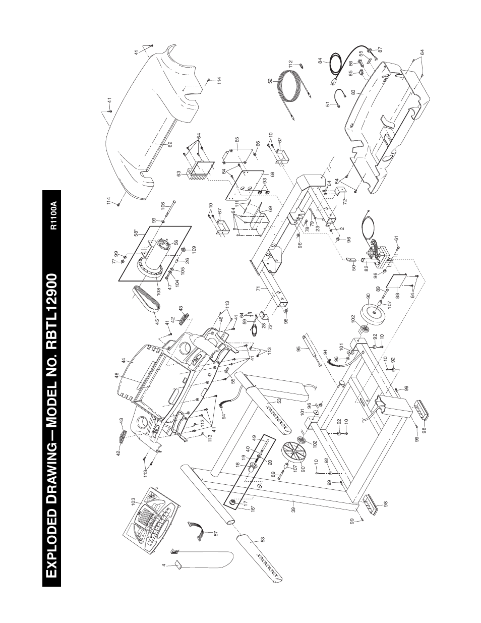 Xploded, Ra wing, Odel | R1100a | Reebok Fitness RBTL12900 User Manual | Page 33 / 34