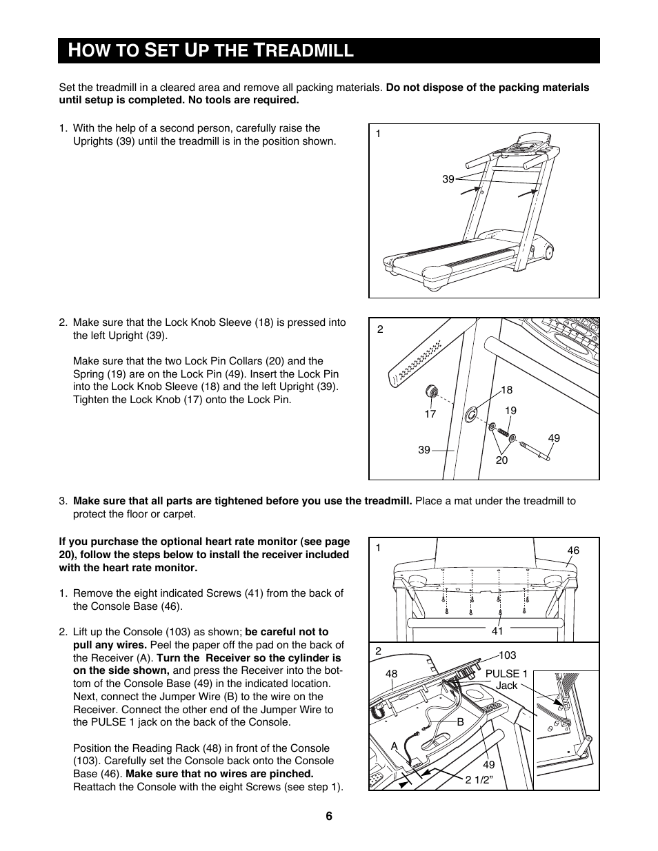 Ow to, P the, Readmill | Reebok Fitness RBTL12900 User Manual | Page 6 / 34