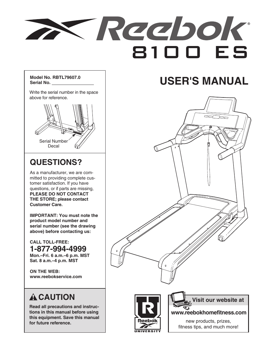 Reebok Fitness 8100 ES RBTL79607.0 User Manual | 32 pages