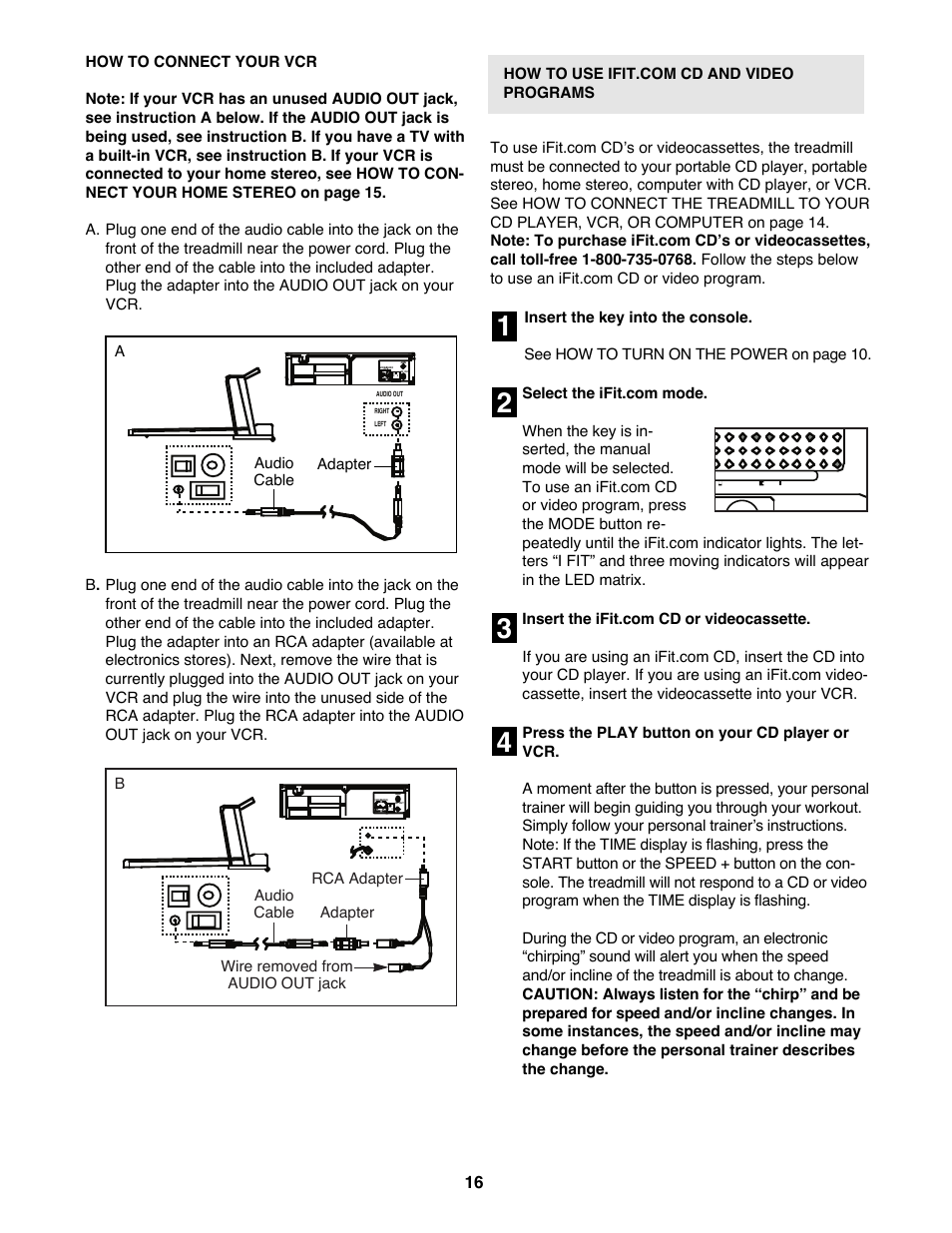 Audio cable adapter a | Reebok Fitness RBTL11990 User Manual | Page 16 / 30