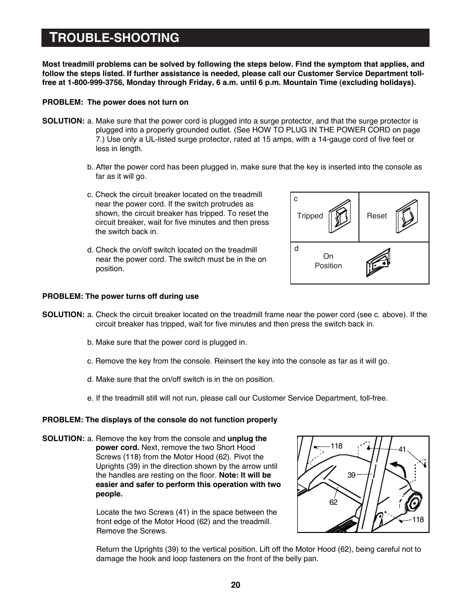 Rouble-shooting | Reebok Fitness RBTL11990 User Manual | Page 20 / 30