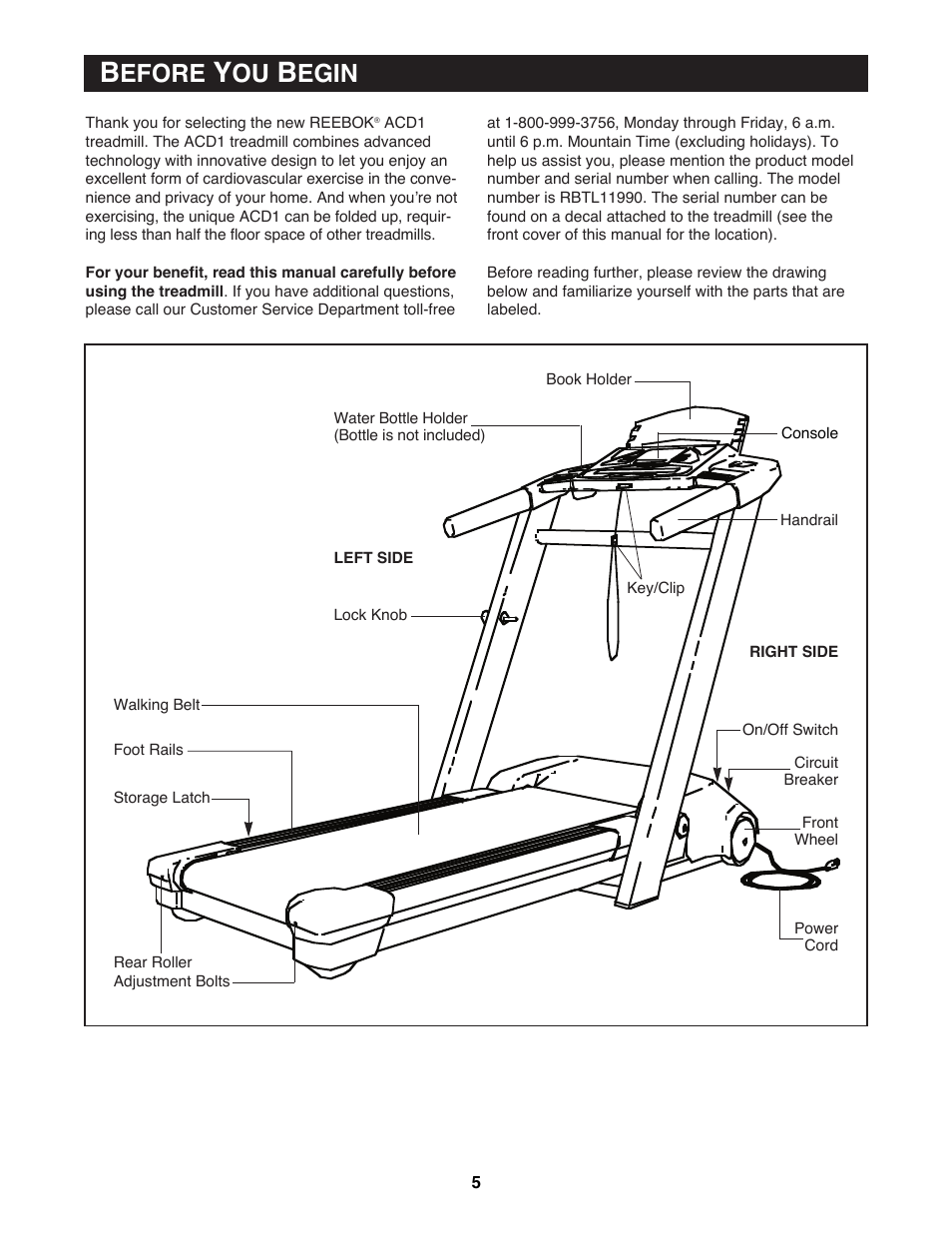 Efore, Egin | Reebok Fitness RBTL11990 User Manual | Page 5 / 30