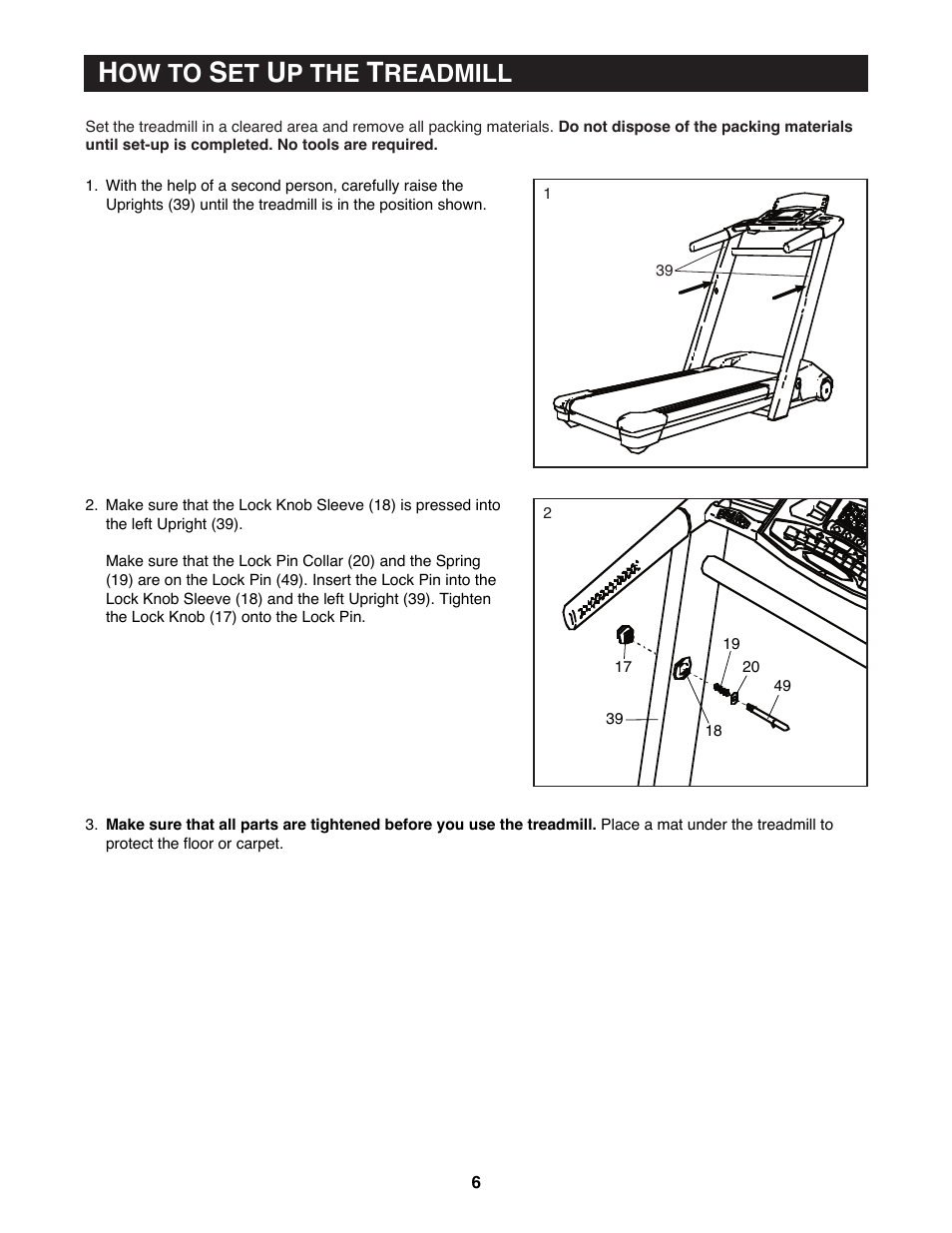 Ow to, P the, Readmill | Reebok Fitness RBTL11990 User Manual | Page 6 / 30