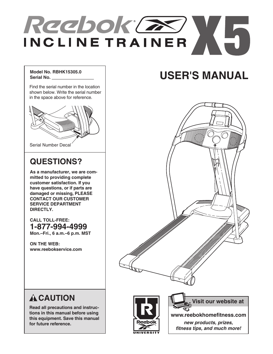 Reebok Fitness INCLINE TRAINER RBHK15305.0 User Manual | 38 pages