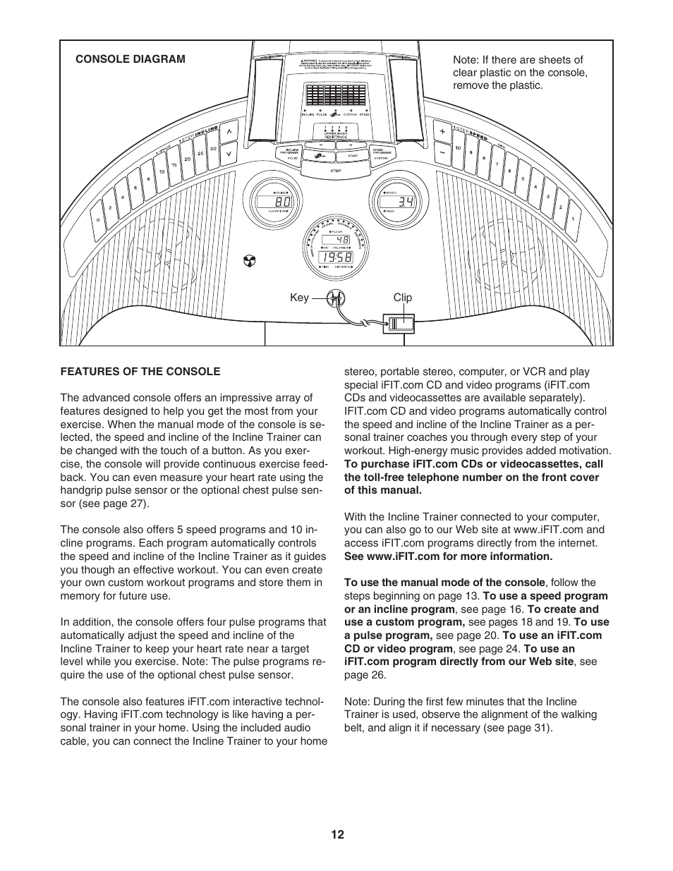 Reebok Fitness INCLINE TRAINER RBHK15305.0 User Manual | Page 12 / 38