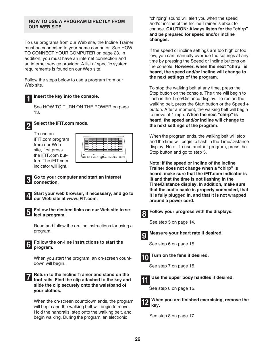 Reebok Fitness INCLINE TRAINER RBHK15305.0 User Manual | Page 26 / 38