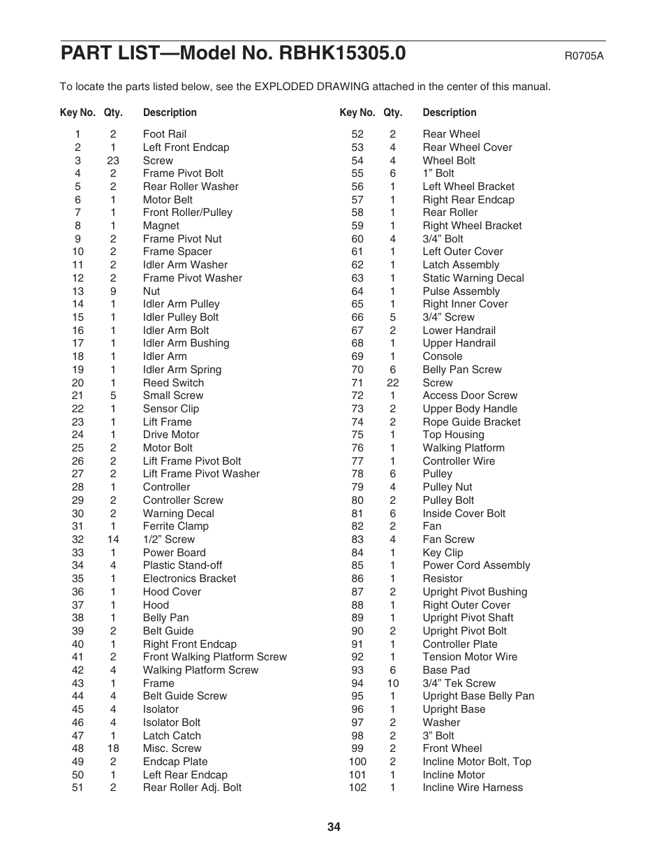 Reebok Fitness INCLINE TRAINER RBHK15305.0 User Manual | Page 34 / 38