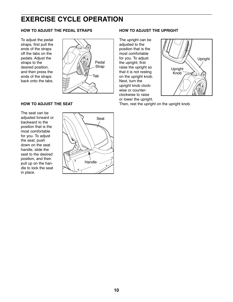 Exercise cycle operation | Reebok Fitness RBEX3976.2 User Manual | Page 10 / 24