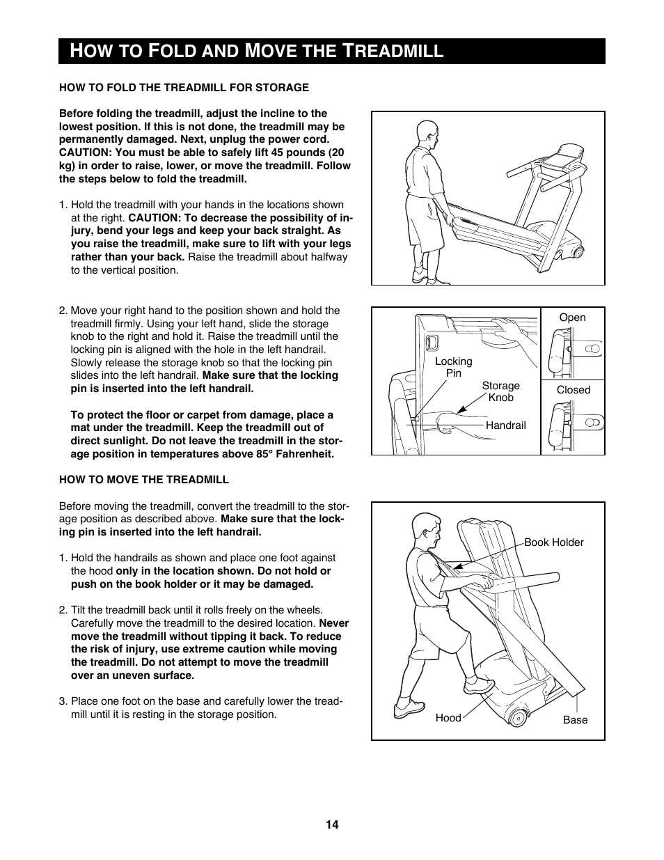 Ow to, Old and, Ove the | Readmill | Reebok Fitness RBTL11980 User Manual | Page 14 / 26