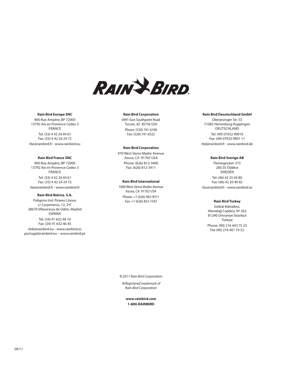 Rain Bird RSD Rain Sensor RSD-BEx User Manual | Page 16 / 16