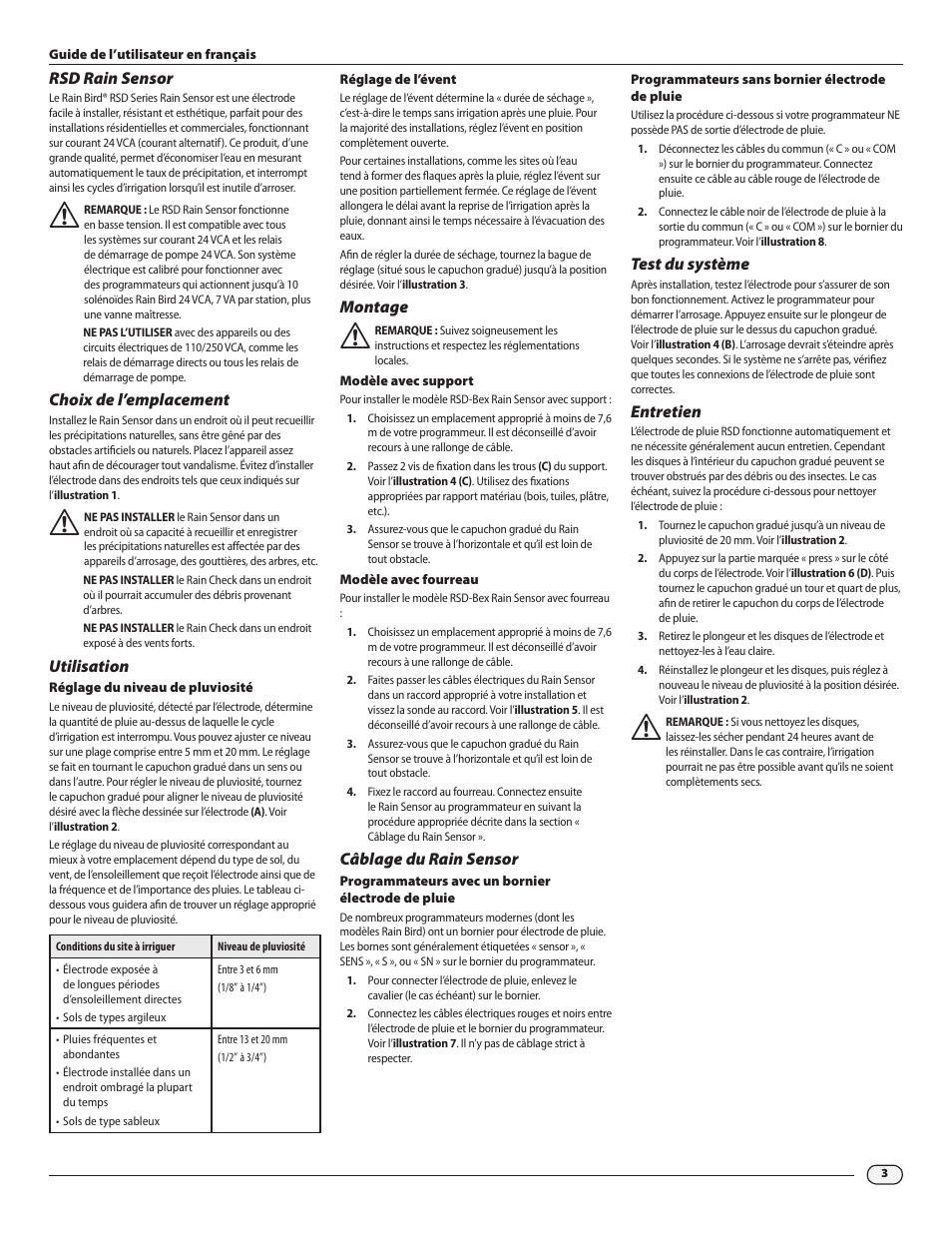 Rain Bird RSD Rain Sensor RSD-BEx User Manual | Page 5 / 16