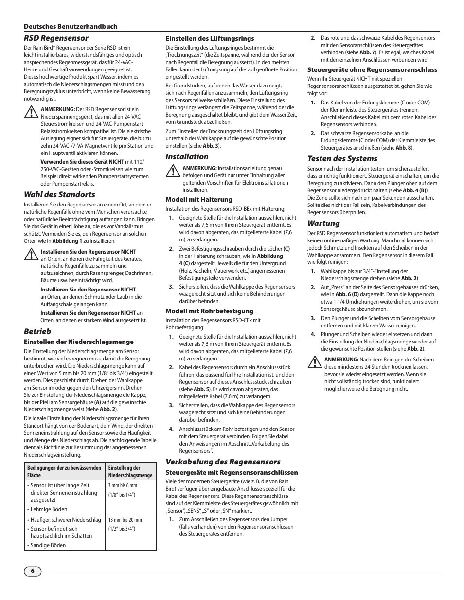 Rain Bird RSD Rain Sensor RSD-BEx User Manual | Page 8 / 16