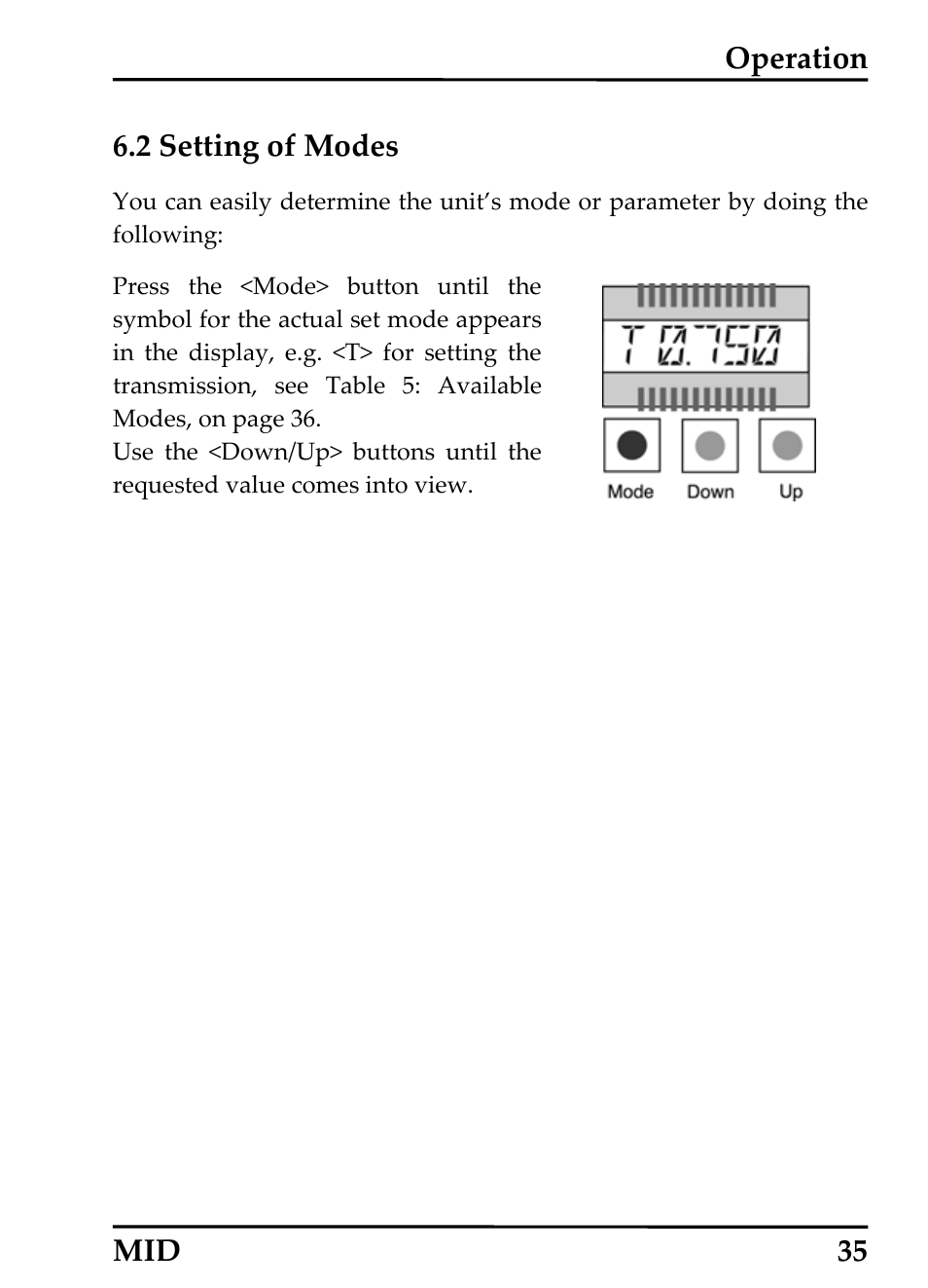 Setting of modes, Etting of, Odes | RayTek 54301 User Manual | Page 43 / 93