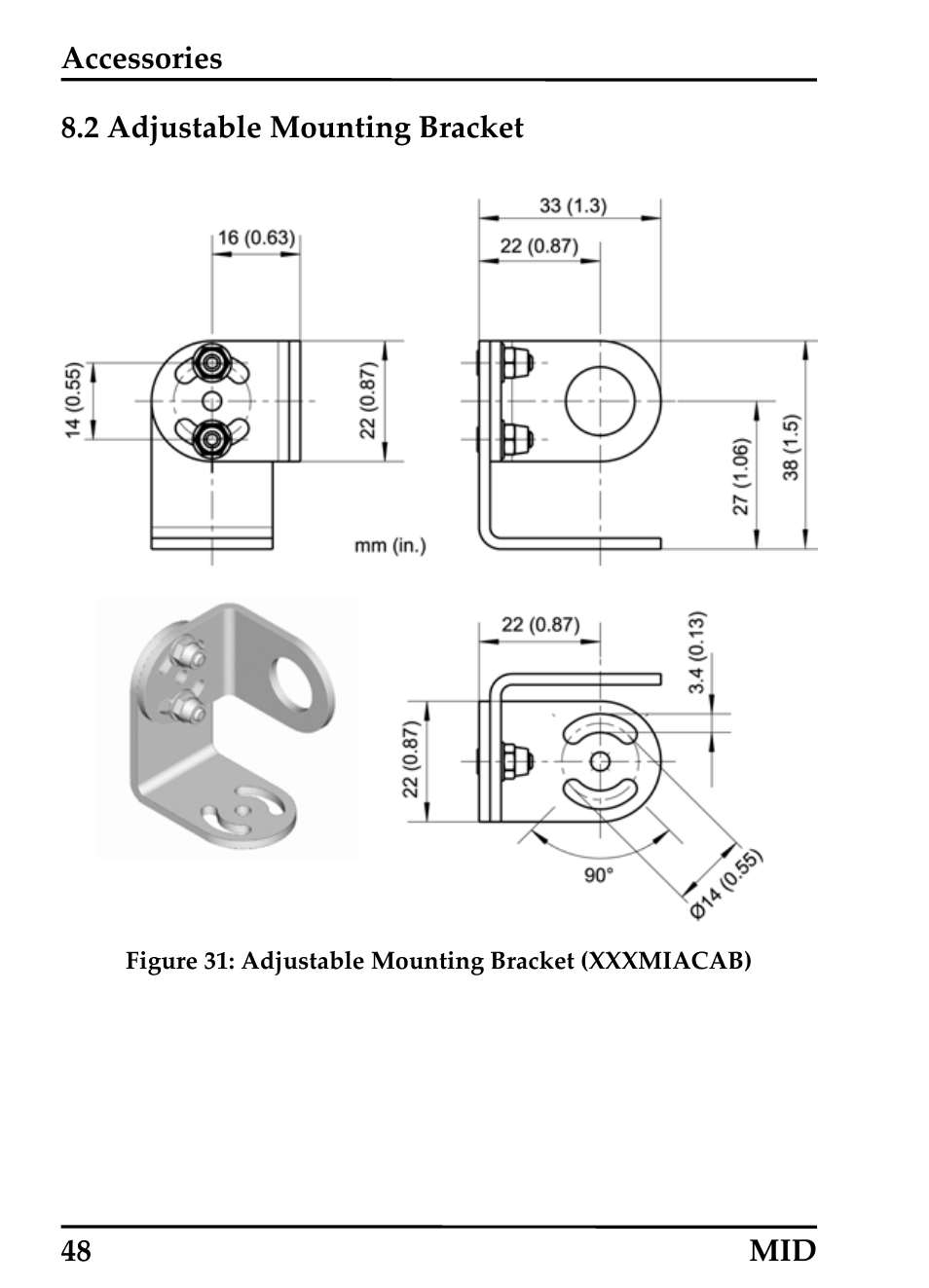 Adjustable mounting bracket, Djustable, Ounting | Racket | RayTek 54301 User Manual | Page 56 / 93