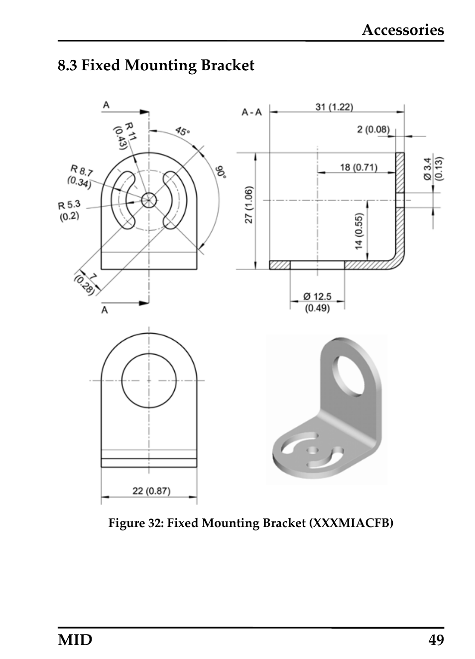 Fixed mounting bracket, Ixed, Ounting | Racket | RayTek 54301 User Manual | Page 57 / 93