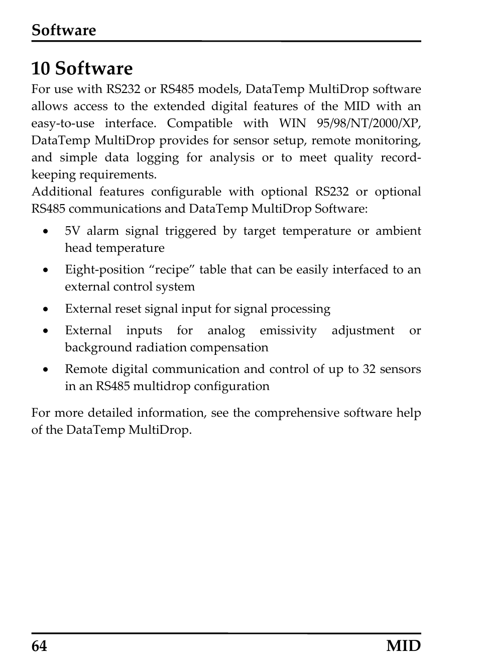 Software, 10 software, 64 mid | RayTek 54301 User Manual | Page 72 / 93