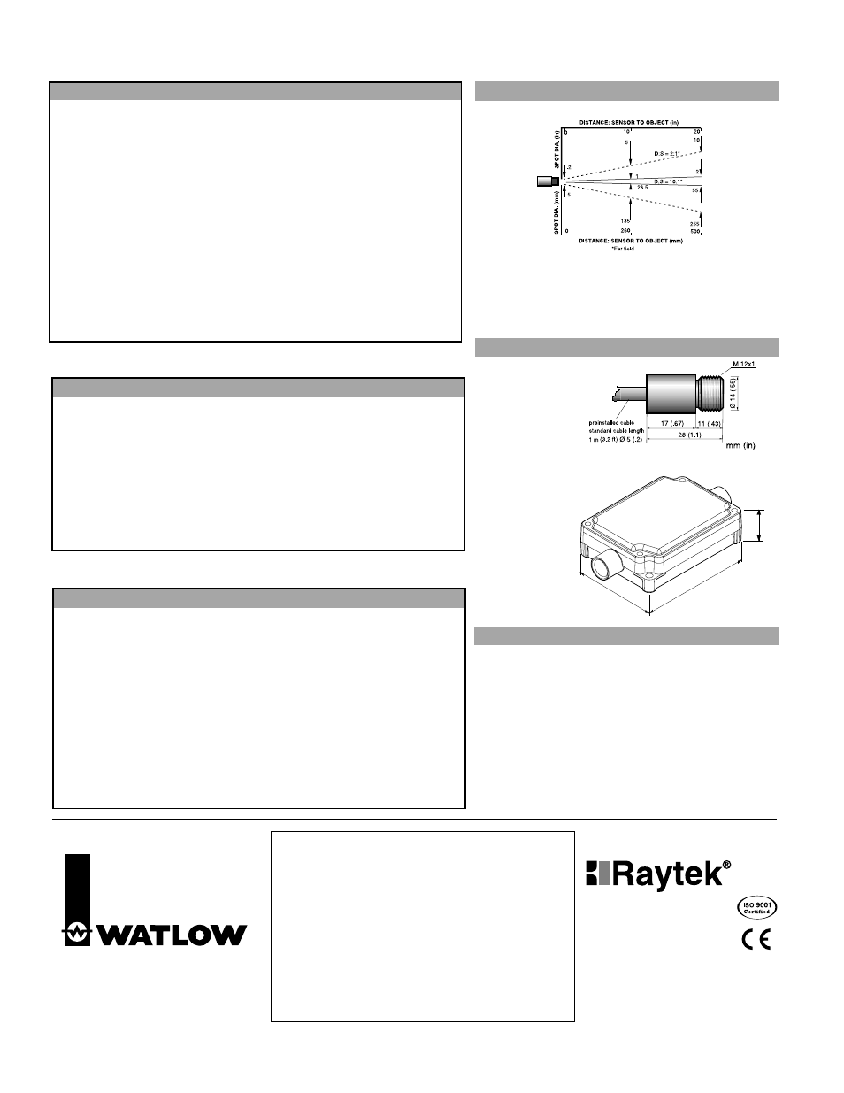 Specifications, General dimensions, Accessories/options | Raytek mid | RayTek MID User Manual | Page 2 / 2