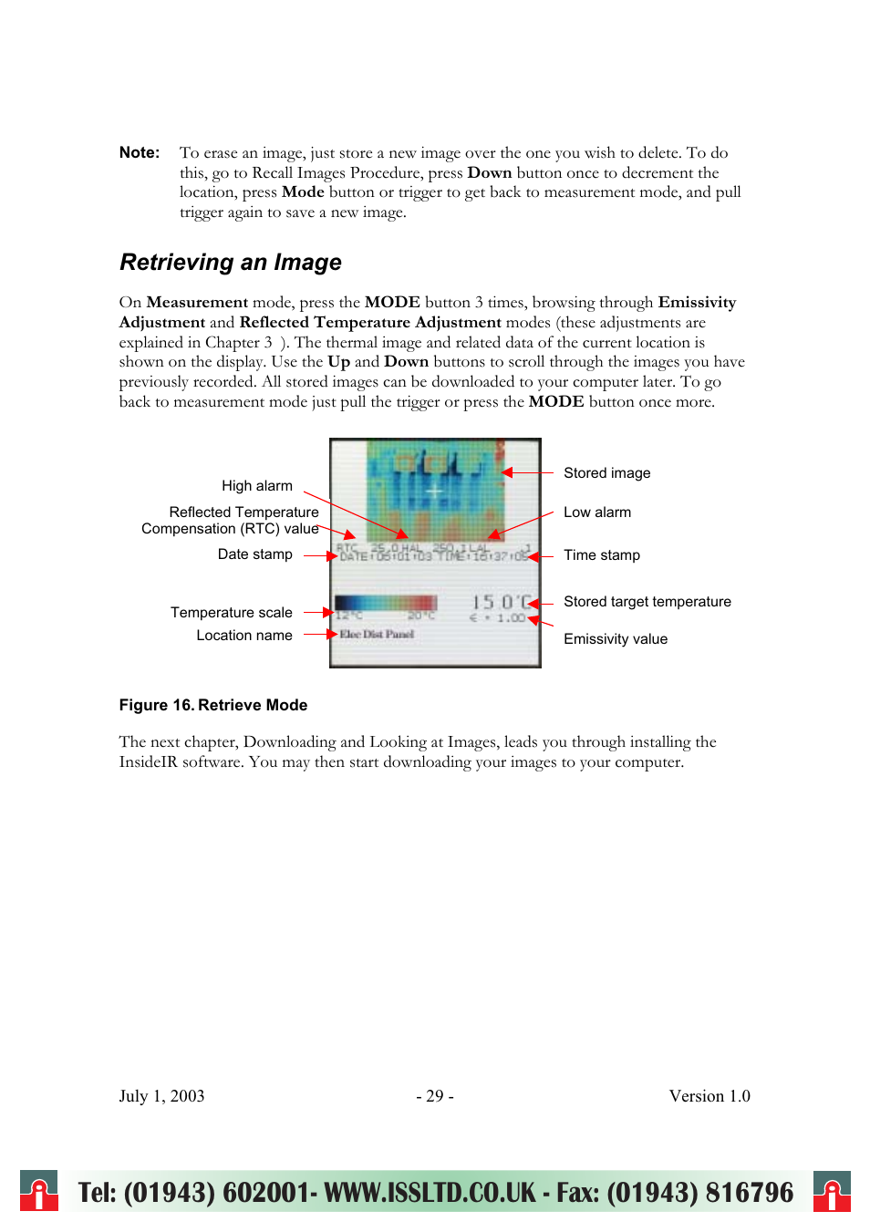 Retrieving an image | RayTek ThermoView Ti30 User Manual | Page 29 / 83