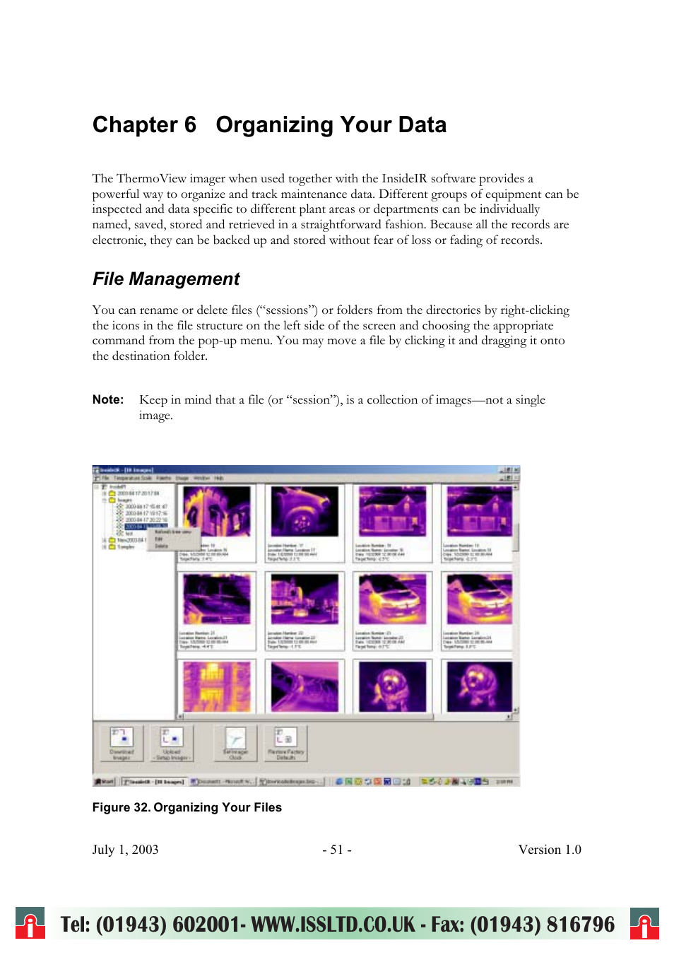 Chapter 6 organizing your data | RayTek ThermoView Ti30 User Manual | Page 51 / 83