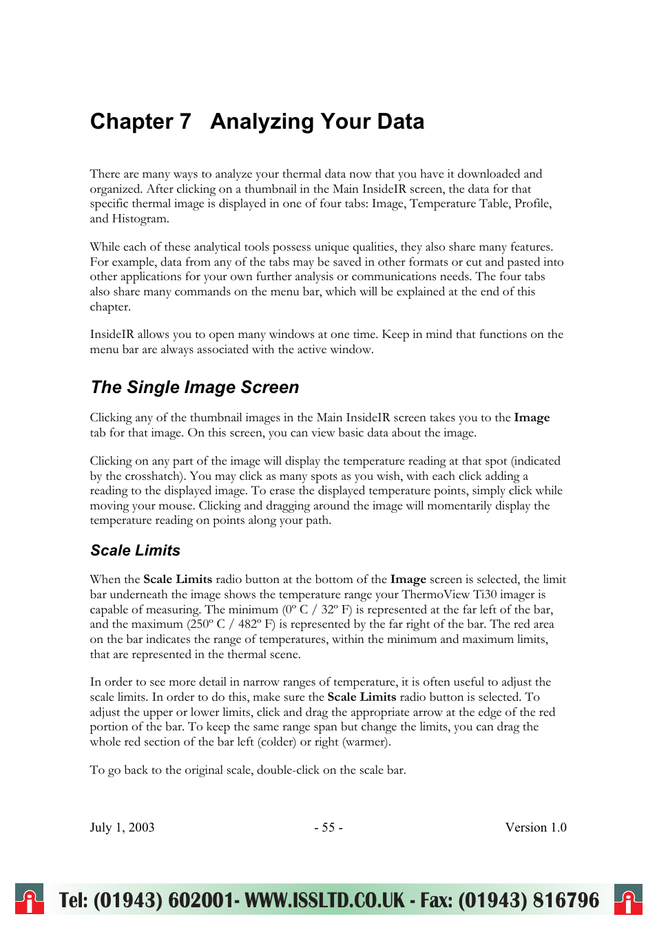 Chapter 7 analyzing your data | RayTek ThermoView Ti30 User Manual | Page 55 / 83