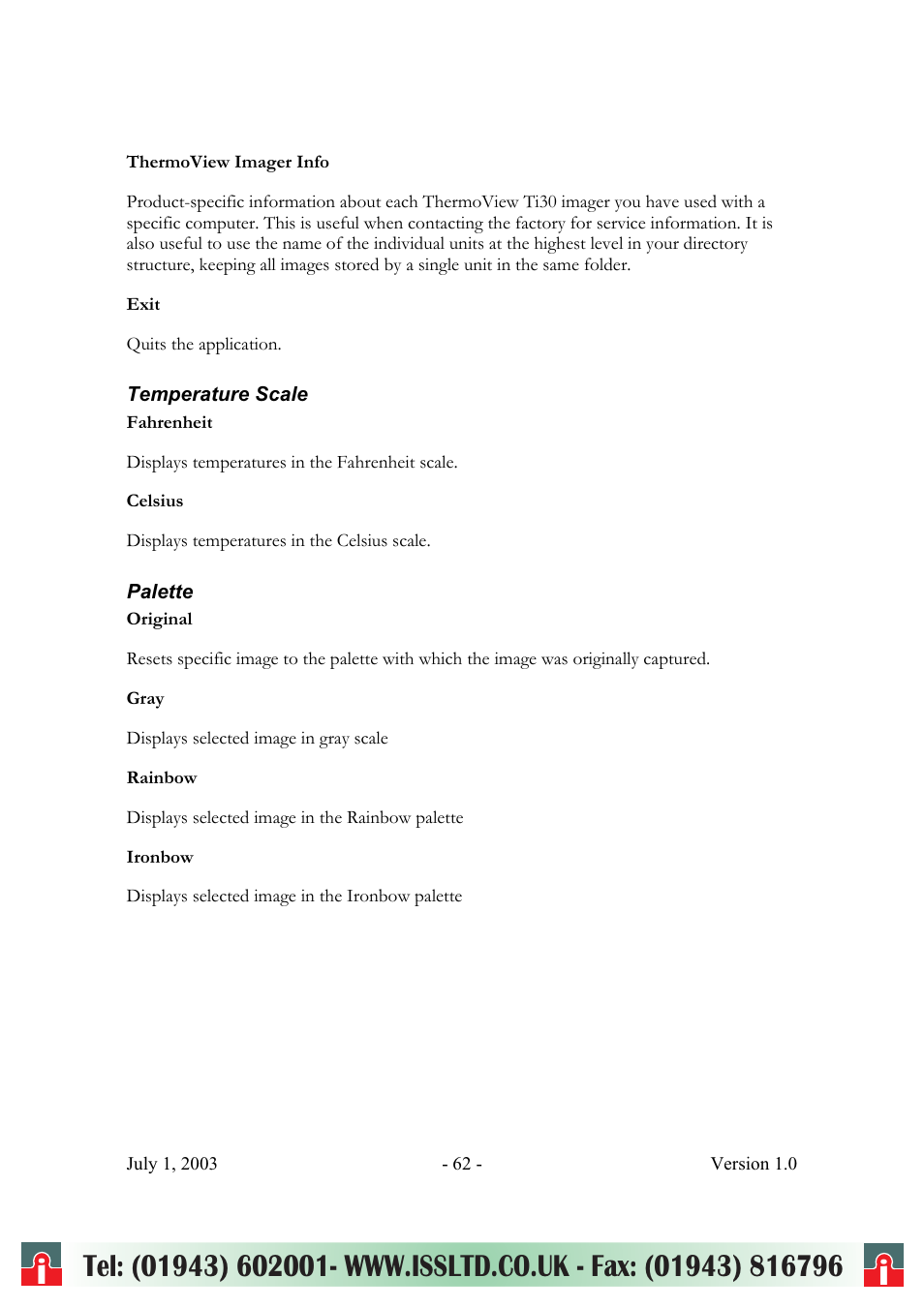 RayTek ThermoView Ti30 User Manual | Page 62 / 83