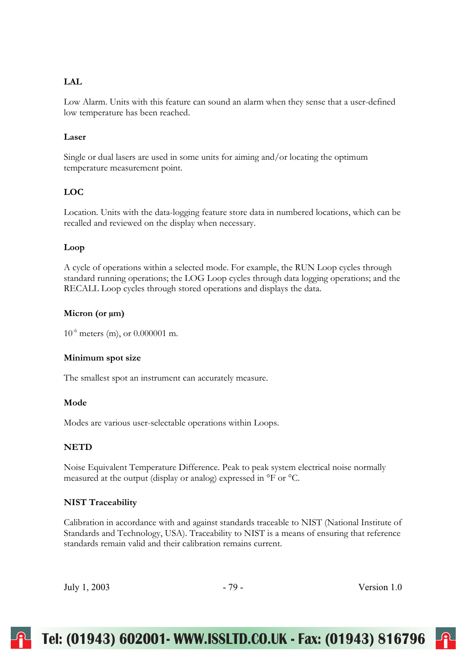 RayTek ThermoView Ti30 User Manual | Page 79 / 83