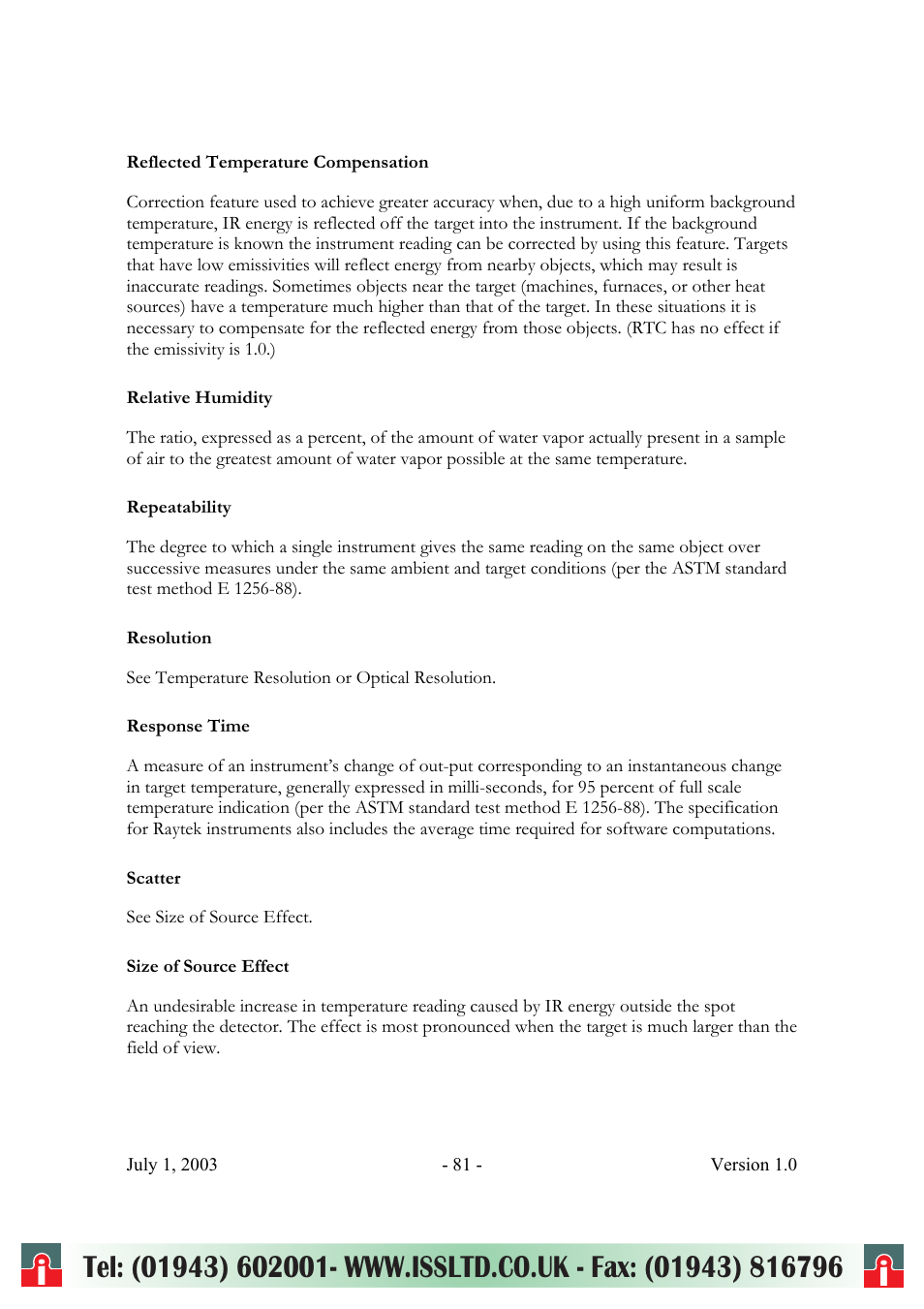 RayTek ThermoView Ti30 User Manual | Page 81 / 83
