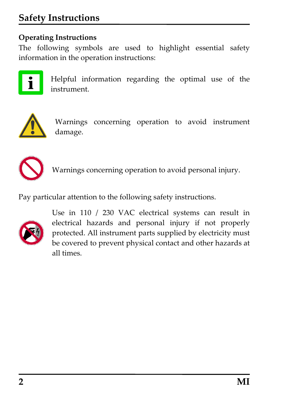 Safety instructions, 2 mi | RayTek MI Miniature Infrared Sensor User Manual | Page 10 / 95