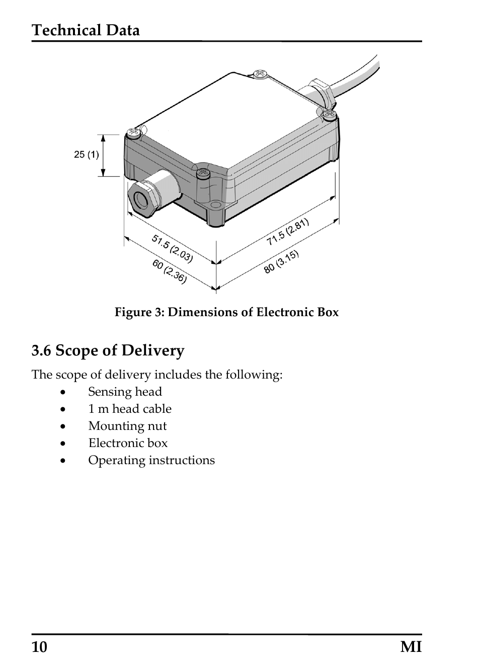 6 scope of delivery, Technical data, 10 mi | RayTek MI Miniature Infrared Sensor User Manual | Page 18 / 95